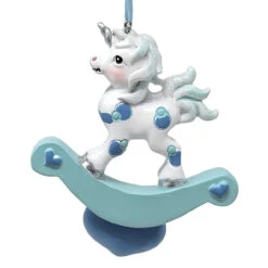 Kurt Adler Personalized Baby's First Blue Unicorn Rocking Horse Ornament 6 Kurt Adler Personalized Baby's First Blue Unicorn Rocking Horse Ornament -Kurt Adler Outlet Store 010540A Personalized Blue Unicorn Rockinghorse Back 39339.1647609255