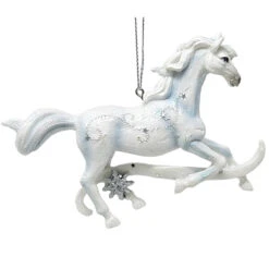 Kurt Adler Silver And White Horse Ornament