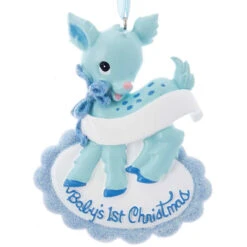 Kurt Adler Personalized Blue Baby's 1st Christmas Deer Ornament