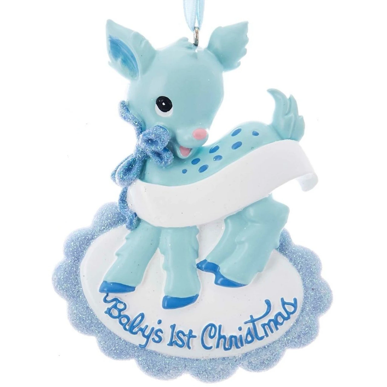Kurt Adler Personalized Blue Baby's 1st Christmas Deer Ornament