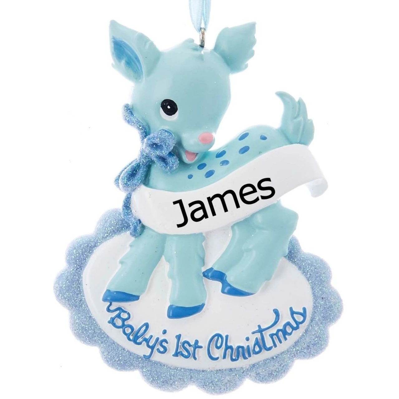 Kurt Adler Personalized Blue Baby's 1st Christmas Deer Ornament - Image 2