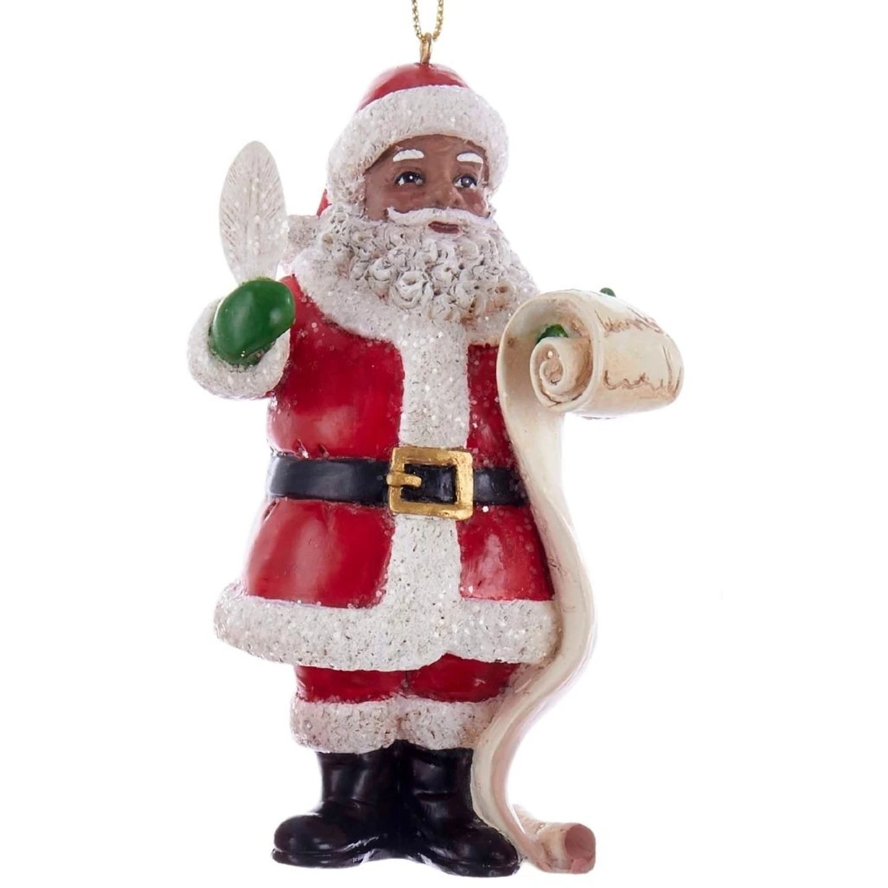 Kurt Adler Black Santa With List Ornament