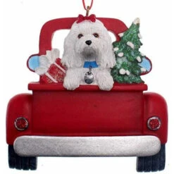 Kurt Adler Personalized Maltese In Back Of Truck Ornament