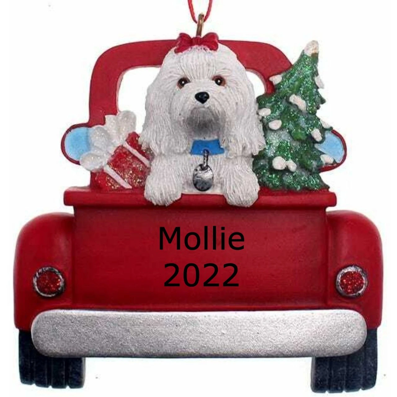 Kurt Adler Personalized Maltese In Back Of Truck Ornament 2 Kurt Adler Personalized Maltese In Back Of Truck Ornament - Image 2