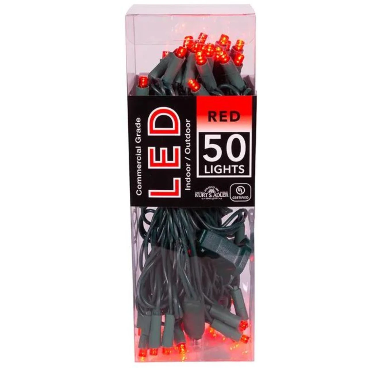 Kurt Adler 50 LED 5MM Wide Angle Red Lights Green Wire 1 Kurt Adler 50 LED 5MM Wide Angle Red Lights Green Wire