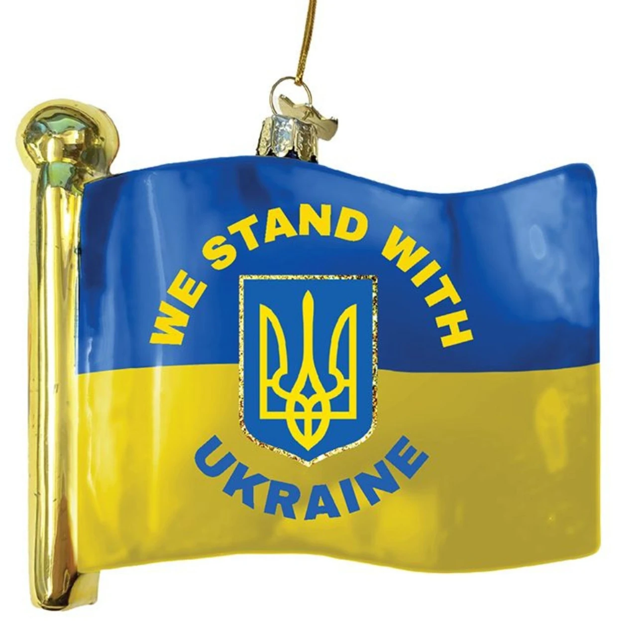 Kurt Adler We Stand With Ukraine Flag Glass Ornament 1 Kurt Adler We Stand With Ukraine Flag Glass Ornament