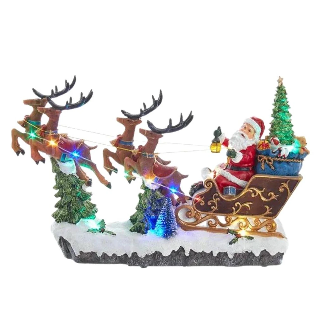 Kurt Adler LED Musical Santa And Sleigh Table Piece 2 Kurt Adler LED Musical Santa And Sleigh Table Piece - Image 2