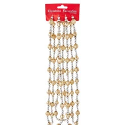 Kurt Adler Shiny Silver And Gold Beaded Garland