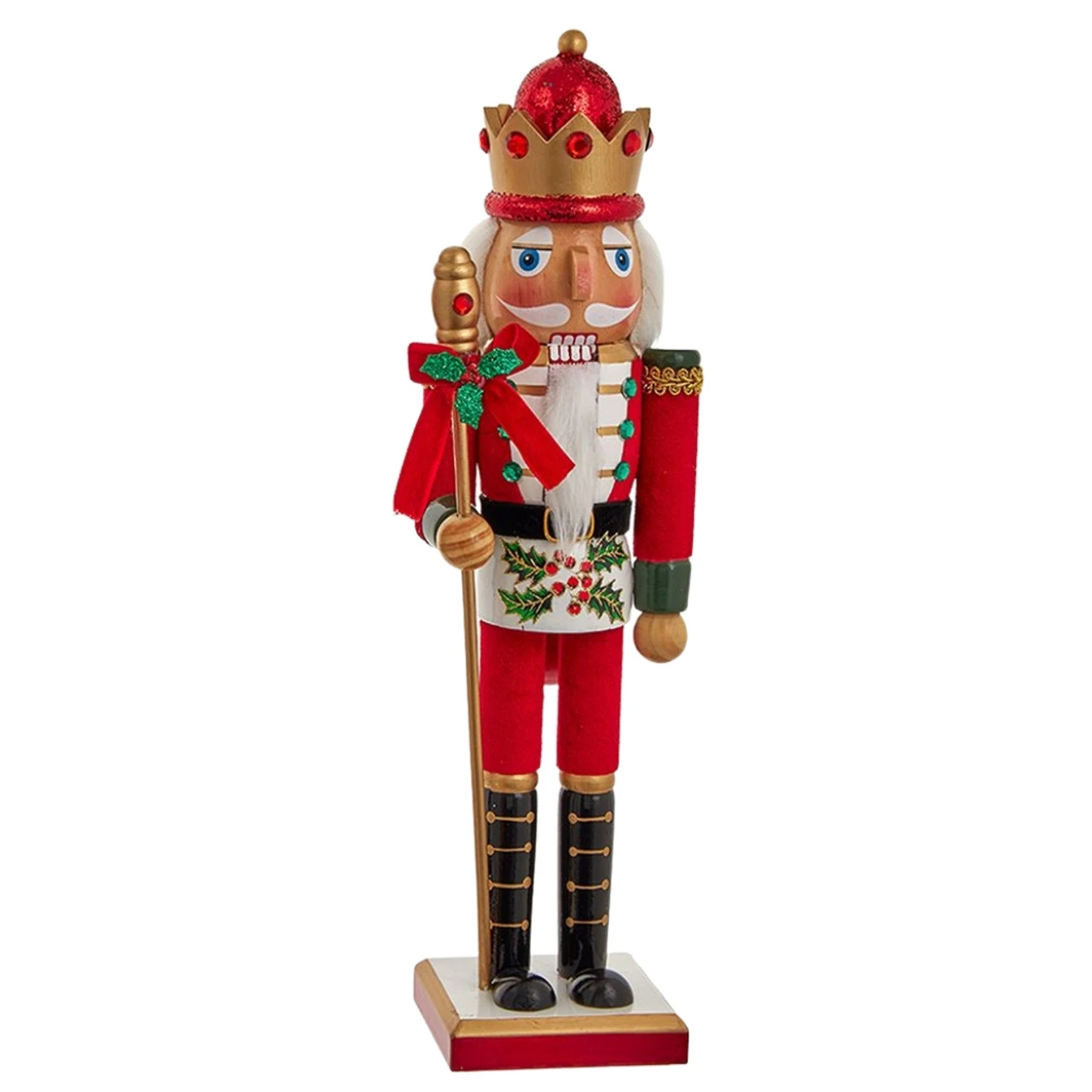 Kurt Adler Traditional Red Wooden Soldier Nutcracker With Green Holly 1 Kurt Adler Traditional Red Wooden Soldier Nutcracker With Green Holly