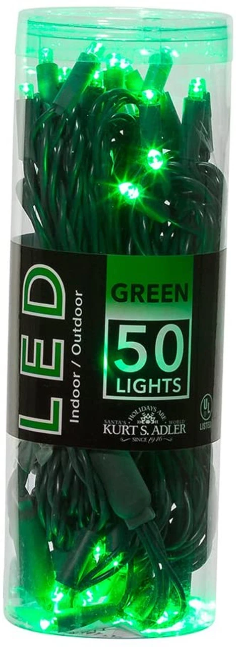 Kurt Adler 50 LED 5MM Green Lights Green Wire 1 Kurt Adler 50 LED 5MM Green Lights Green Wire