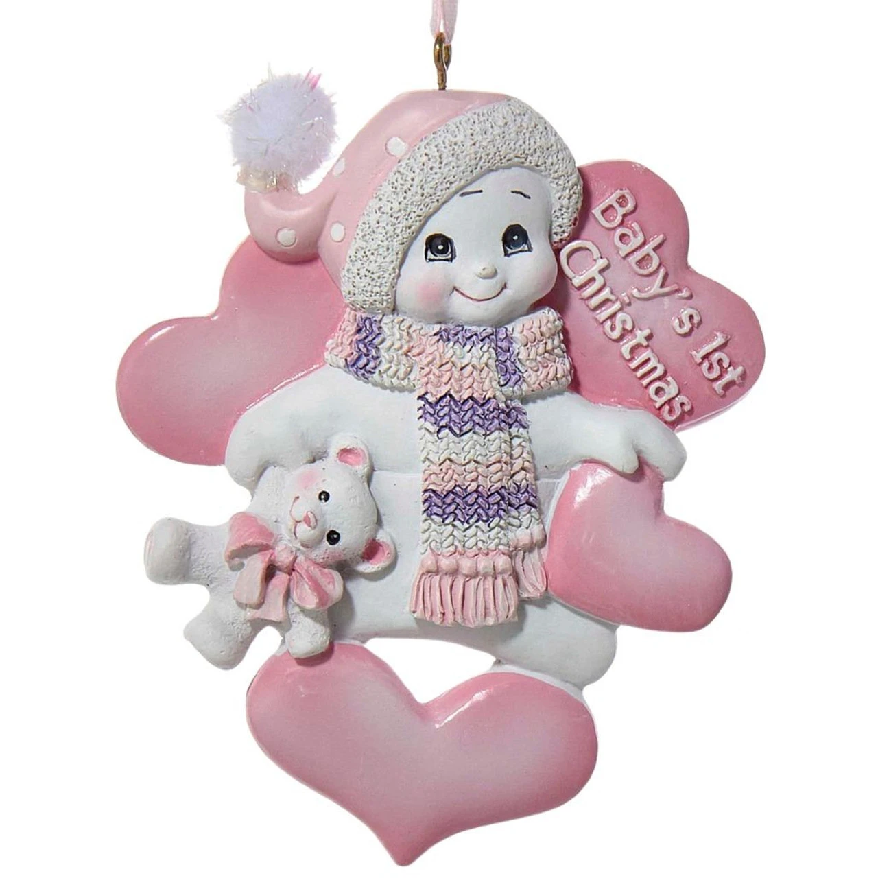 Kurt Adler Personalized Pink Baby's 1st Christmas Snowman Ornament