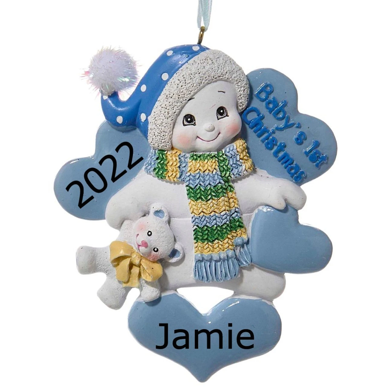 Kurt Adler Personalized Blue Baby's 1st Christmas Snowman Ornament - Image 2