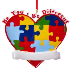 Kurt Adler Personalized Autism Puzzle Heart Ornament