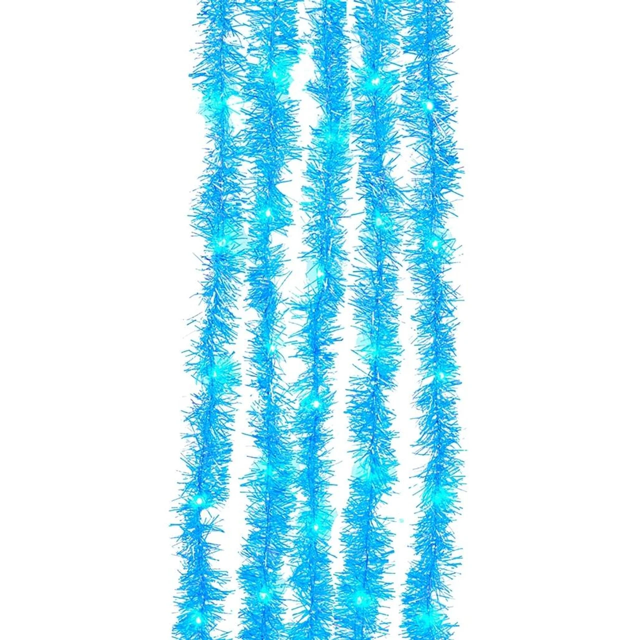 Kurt Adler 100-Light Blue Iridescent Tinsel With Blue Superbright Cascade Lights 1 Kurt Adler 100-Light Blue Iridescent Tinsel With Blue Superbright Cascade Lights