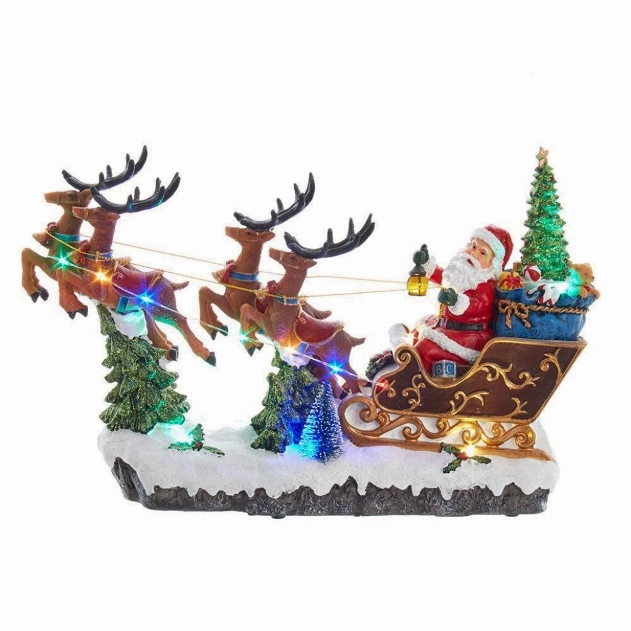 Kurt Adler LED Musical Santa And Sleigh Table Piece 1 Kurt Adler LED Musical Santa And Sleigh Table Piece