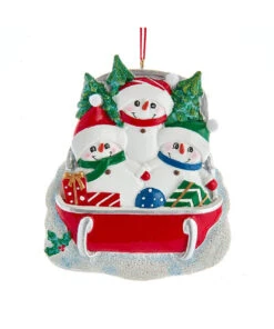 Kurt Adler Personalized Snowman Family Of 3 On Sled Ornament