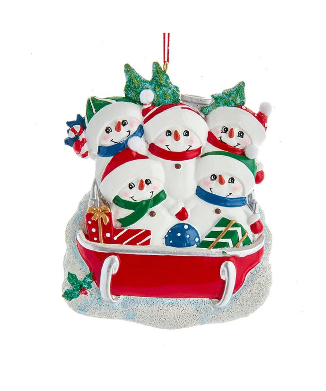 Kurt Adler Personalized Snowman Family Of 5 On Sled Ornament 1 Kurt Adler Personalized Snowman Family Of 5 On Sled Ornament