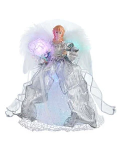 Kurt Adler Fiber Optic LED Silver Angel Treetop