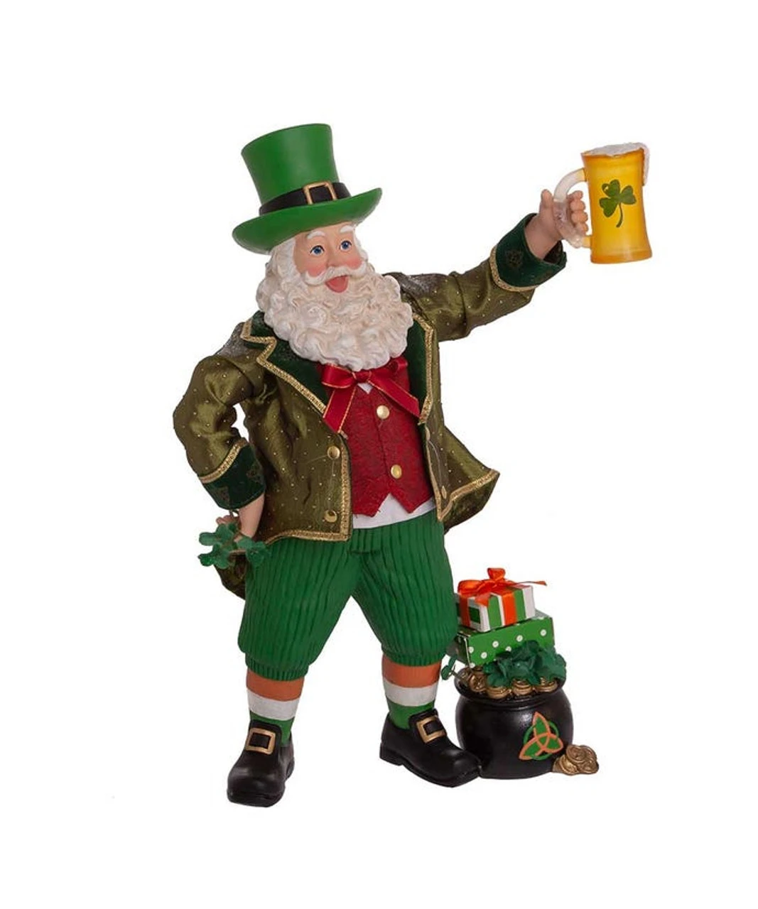 Kurt Adler 12" Fabriché™ Musical Irish Santa Holding A Beer Mug 2 Kurt Adler 12" Fabriché™ Musical Irish Santa Holding A Beer Mug - Image 2