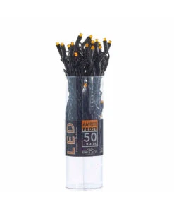 Kurt Adler 50 LED 5MM Amber Frost Lights Black Wire