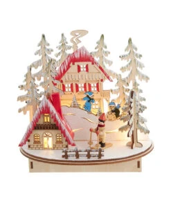 Kurt Adler Light-Up LED Wooden Ski Resort Village
