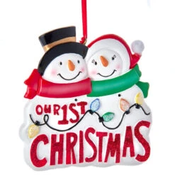 Kurt Adler Our 1st Christmas Snow Couple Ornament For Personalization
