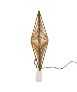 Kurt Adler Gold Glitter And Iridescent Lighted Star Treetop -Kurt Adler Outlet Store ul4014 02 58291.1622464993