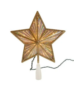 Kurt Adler Gold Glitter And Iridescent Lighted Star Treetop -Kurt Adler Outlet Store ul4014 04 68726.1622464998
