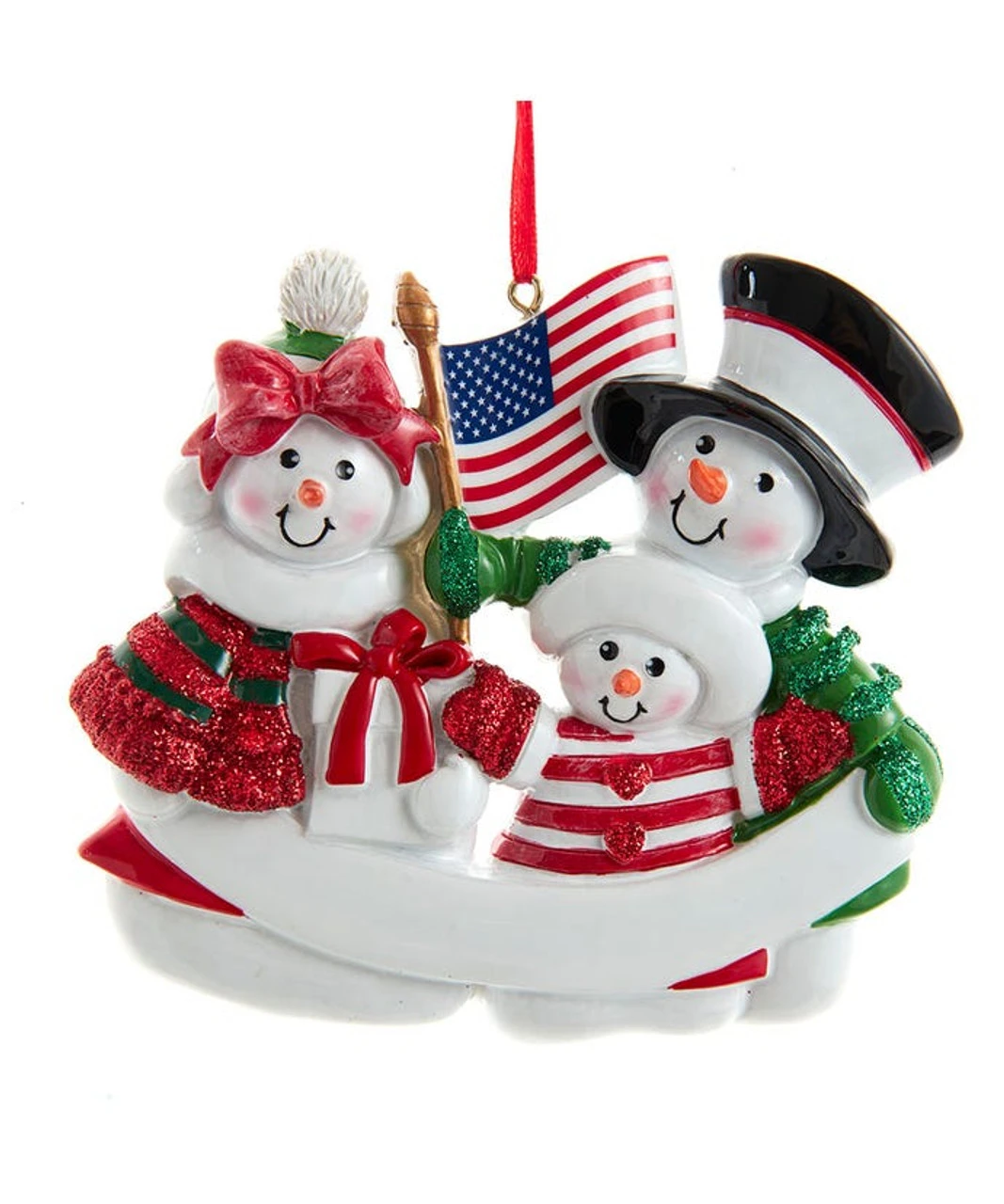Kurt Adler Personalized Patriotic Snow Family Of 3 Ornament 1 Kurt Adler Personalized Patriotic Snow Family Of 3 Ornament
