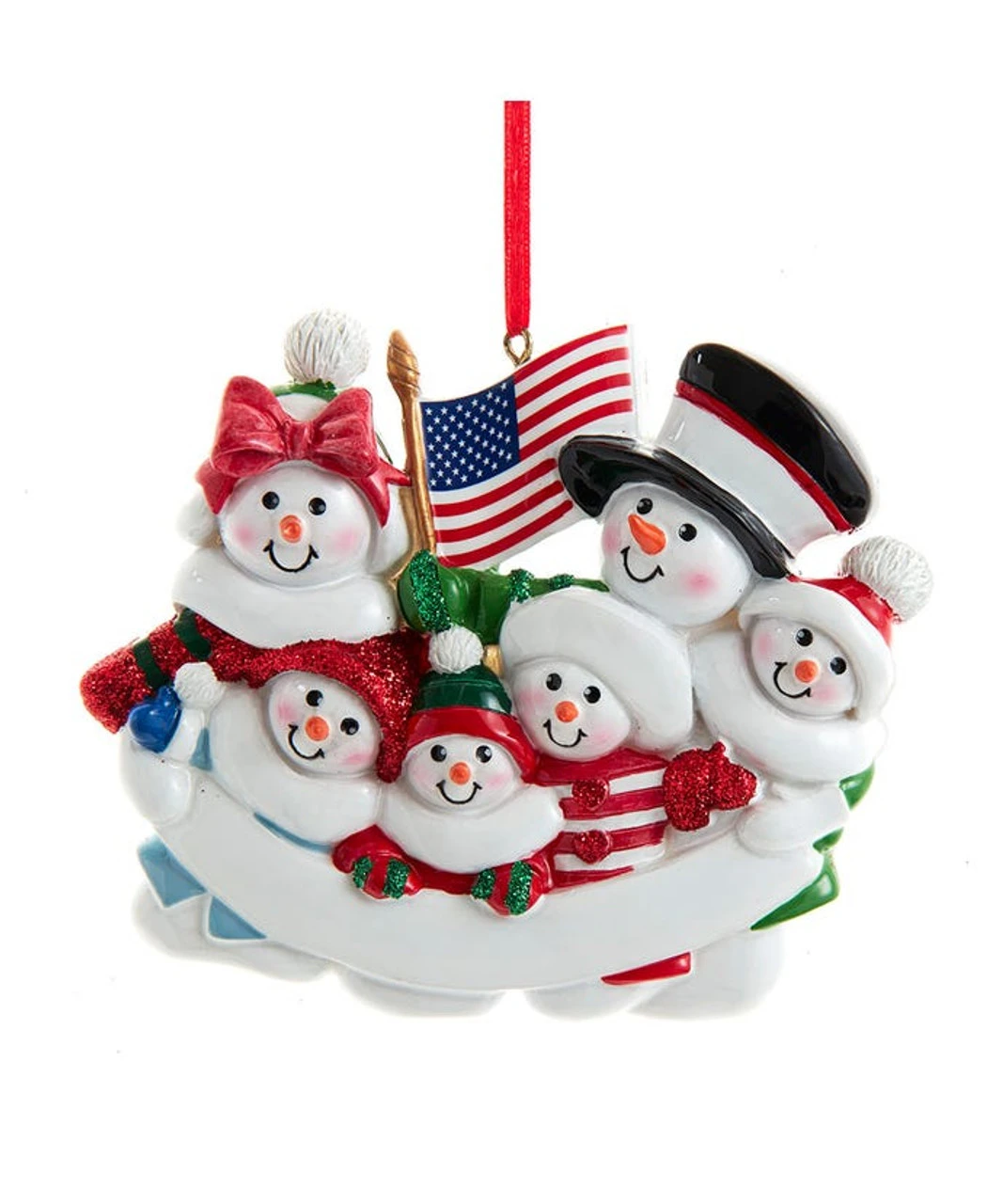 Kurt Adler Personalized Patriotic Snow Family Of Six Ornament 1 Kurt Adler Personalized Patriotic Snow Family Of Six Ornament